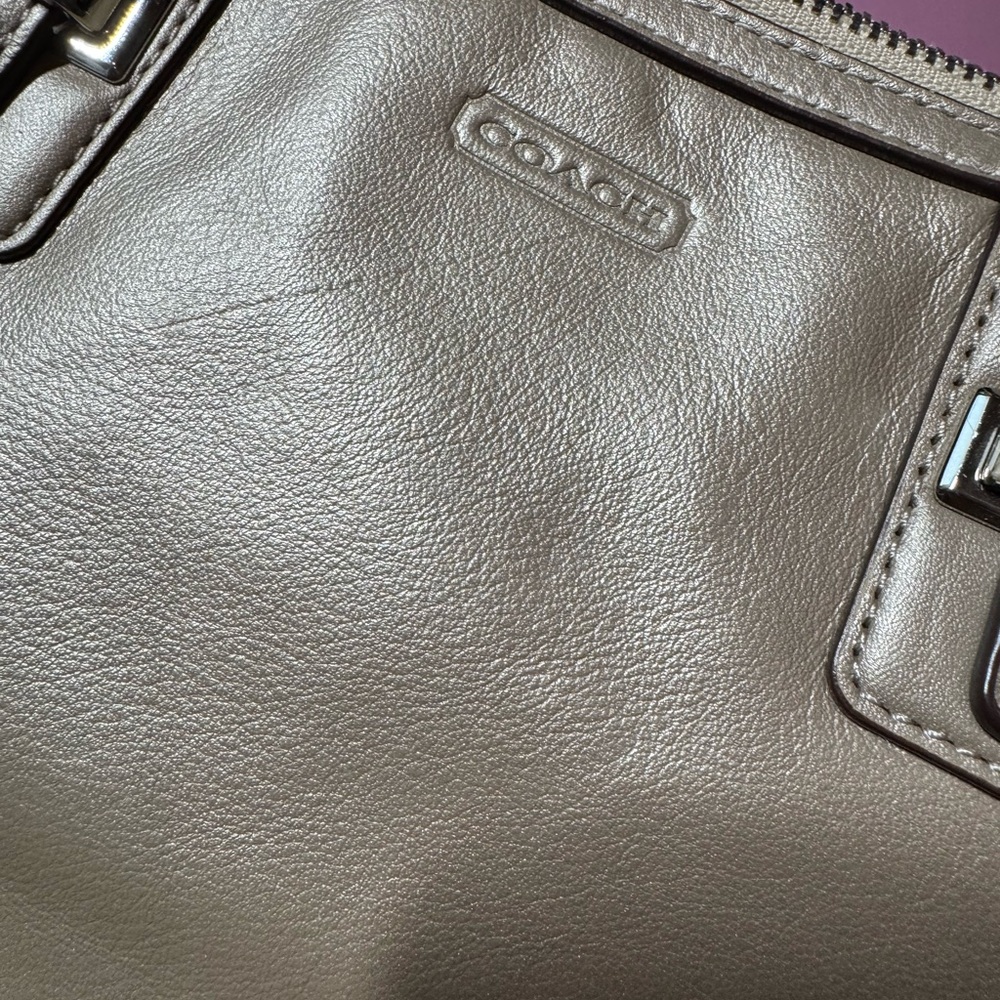EOC Coach Metallic Beige Leather Satchel - Picture 9 of 13